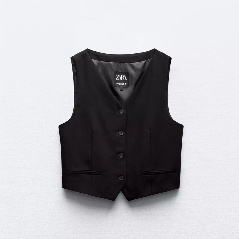 Zara black Button-Up Vest